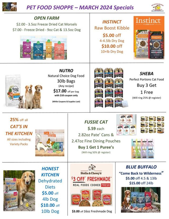 Sales and Events Pet Food Shoppe Ltd